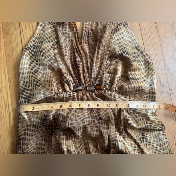 Y2K Vintage Donna Ricco Silk Snake Skin Print Halter Dress Sz M - Picture 7 of 9